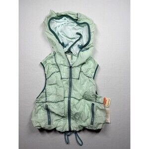 Free People Movement Packable Hooded Vest Green XS Lightweight Zip Front NWT